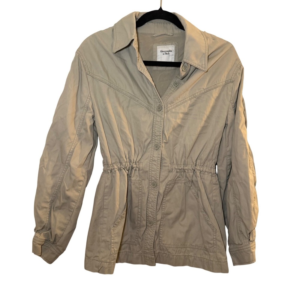 Abercrombie & Fitch Utility Jacket Tan Small Cinched Waist Safari Casual